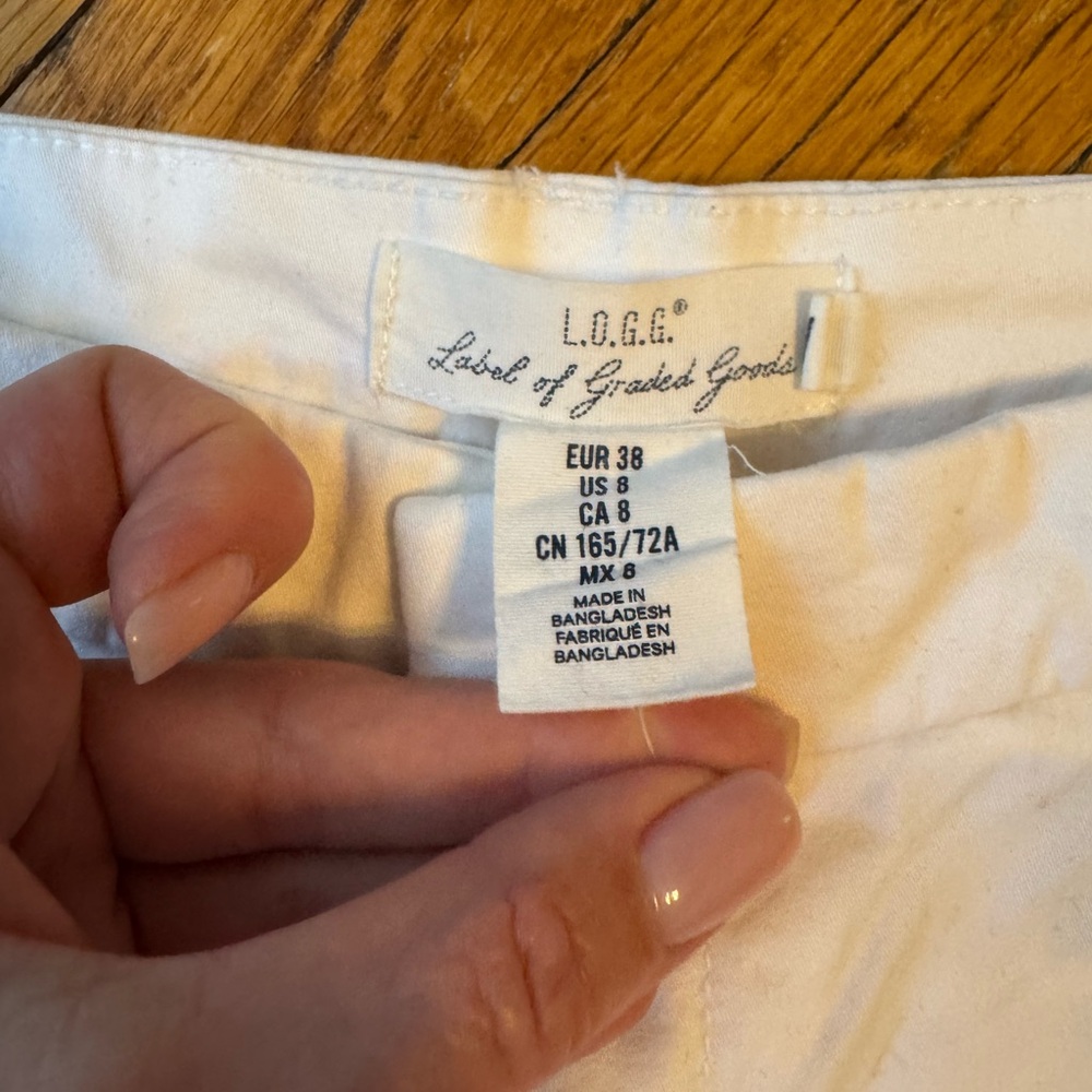 H&M White Bermuda Shorts Classic Cotton Blend NWOT - Picture 4 of 8